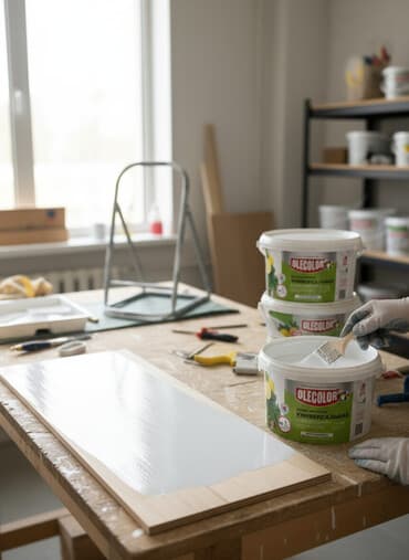 Акриловая универсальная эмаль Olecolor в белых пластиковых ведрах