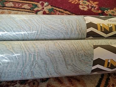 цена обоев за рулон: Обой мойщая 4 рулон 40квм с золотистыми рисунками цвет голубой — 4