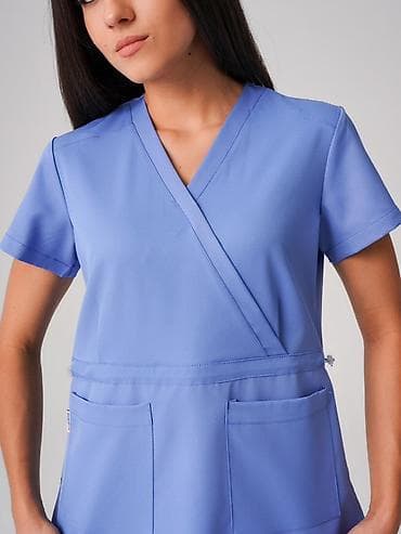 Ингаляторлор, небулайзерлер: Женский медицинский комплект (топ + брюки) - Фасон: кимоно с запахом — 10