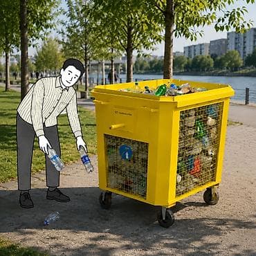 металлические урны: Материал: Металл, На колесах, 1100 л — 1