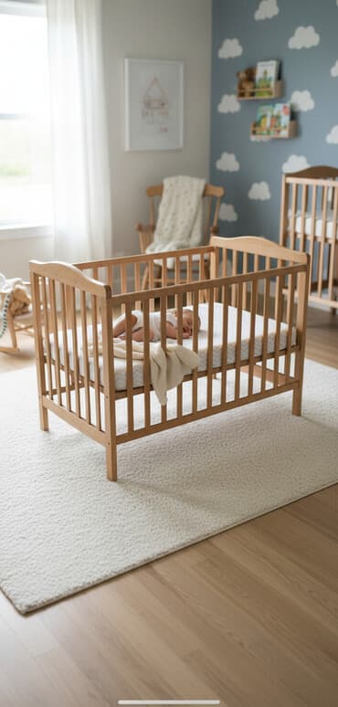 кровать с бортиками: Детская деревянная кроватка с матрасом - Материал: натуральное — 3