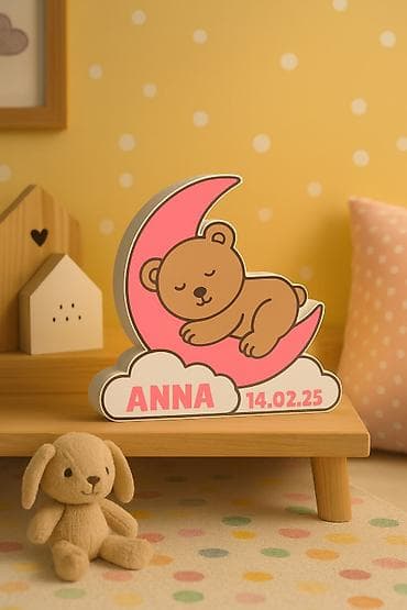 Сыпучие материалы: Именной детский ночник - Персонализация: имя ребёнка, дата рождения — 8