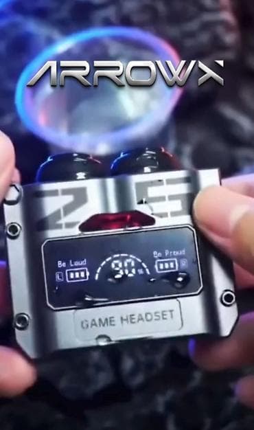 Портативные консоли: Игровые беспроводные наушники ARROWX в футуристичном металлическом — 1