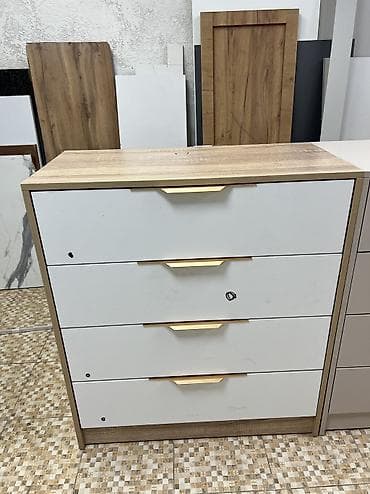 кийим: Кийим үчүн комод, Жаңы, Күзгүсүз, ЛДСП, түсү - Ак, Өзү алып кетүү — 3