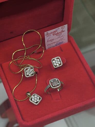 Комплект ювелирных украшений из серебра напыления жёлтое золото с