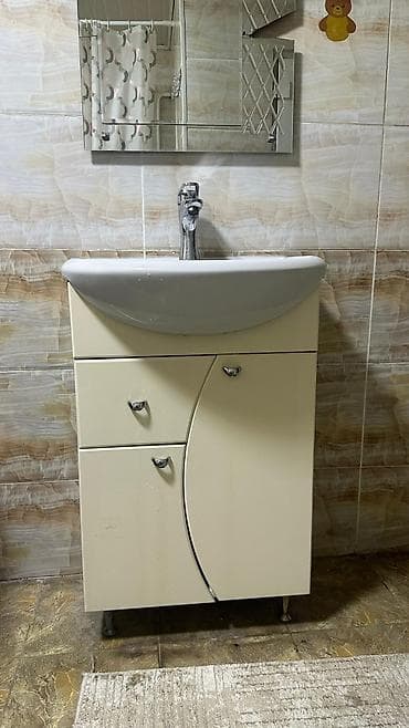 тумбы с раковинами для ванной: Тумба для ванны, С раковиной, Другой материал, цвет - Бежевый — 3