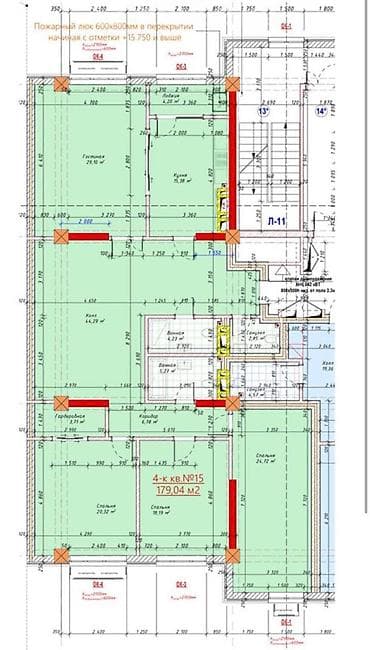 nova grand: 4 комнаты, 179 м², Элитка, 7 этаж, Готовая ПСО (под самоотделку) — 2