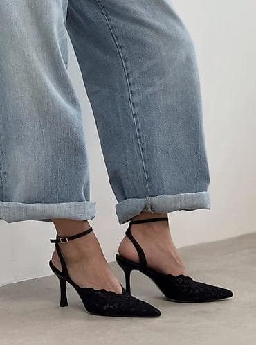 женские свадебные туфли: Белоснежные и ажурные туфли-слінги на каблуке - Модель: закрытый — 3