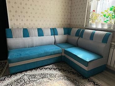 Кухонный мягкий уголок, Б/у, Дерево, цвет - Голубой