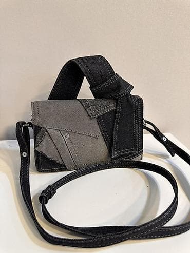acne studio: Сумка ZARA через плечо из денима в стиле пэчворк - Материал: плотный — 2