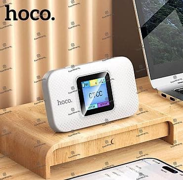 Модемы и сетевое оборудование: Портативный карманный Wi-Fi-роутер/модем Hoco DQ12 с дисплеем — — 6
