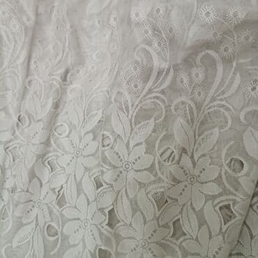 декор цветы: Тюль в молочном цвете Размер :высота 2.75 ширина 6 м - Материал — 8