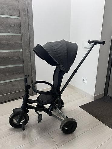 детская коляска с куклой: Детский трехколесный велосипед-каталка QPlay с родительской ручкой и — 1