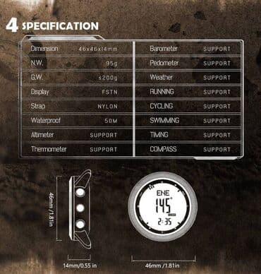 часы наручные электронные: Часы NORTH EDGE DESERT мужские водонепроницаемые Тип: Мужские — 4