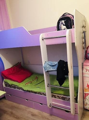 Детская мебель комплектом Состав: - Двухъярусная кровать лавандового — 3