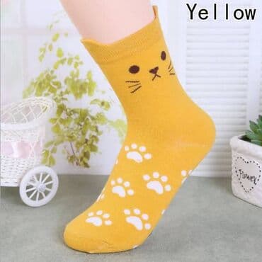 чебурашка из плюшевой пряжи: Высококачественные 100% хлопковые милые носки с мультяшным котом — 2