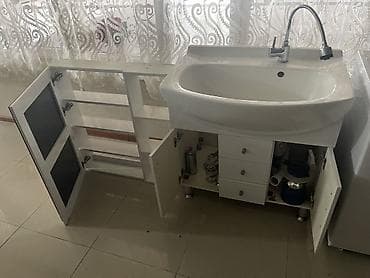 душовой кавина: Тумба для ванны, С раковиной, Другой материал, Самовывоз, цвет - Белый — 3