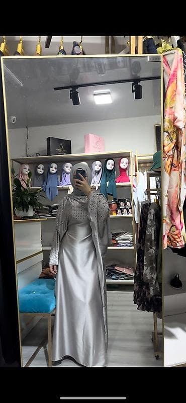 Элегантный женский комплект в восточном стиле (серебристо-серый): -