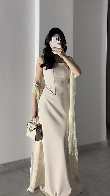 devit 3: Вечернее платье, Классическое, Длинная модель, Креп, Шлейф, Корсет, Открытая спина, M — 1