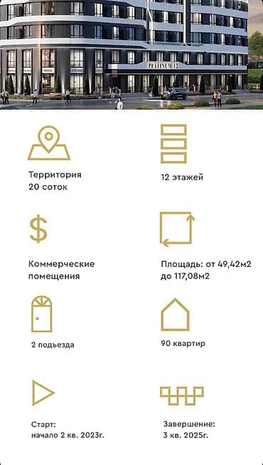 86: 2 комнаты, 83 м², 12 мкр Элитка, 7 этаж, ПСО (под самоотделку) — 6