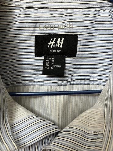 cactus jack: Мужские рубашки (2 шт.) 1) H&M Slim Fit, Easy Iron - Размер: M — 3