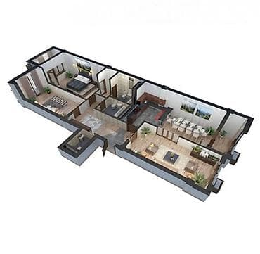 3 комнаты, 131 м², Асанбай мкр Элитка, 9 этаж, ПСО (под самоотделку) — 4