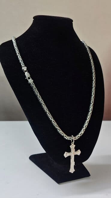 продаю золотую цепочку: Серебряная цепочка ручной работы в стиле «Византия» с серебряным — 3