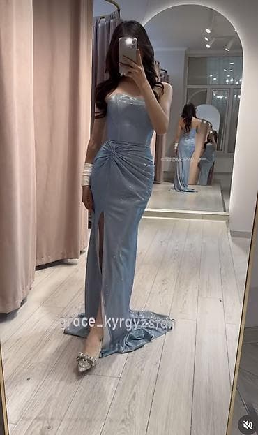 платья вечерная: Вечернее платье, Длинная модель, Без рукавов, С пайетками, S — 1