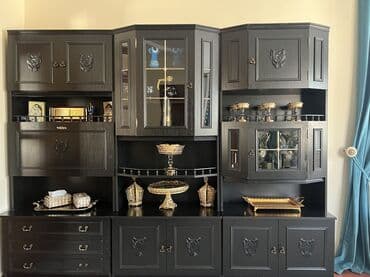 гарнитур для зала: Гарнитур для зала, Шкаф, МДФ, цвет - Черный — 4