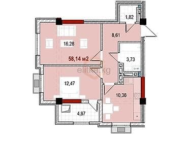 56: 2 комнаты, 70 м² — 4
