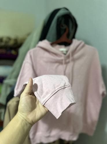 tech flecee: 2 вещи толстовки Худи Pull&Bear И H&M розовая - Модель — 6