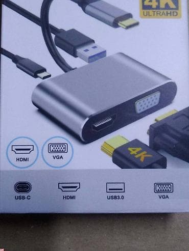 band 4: Type-C USB-C Адаптер VGA, совместимый с USB C на 4K HDMI, Тип C, хаб — 8