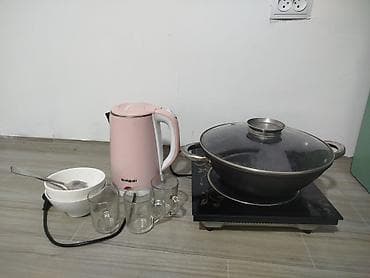 Набор для кухни — электрическая плитка + посуда и аксессуары бу at lalafo.kg Набор для кухни — электрическая плитка + посуда и аксессуары бу