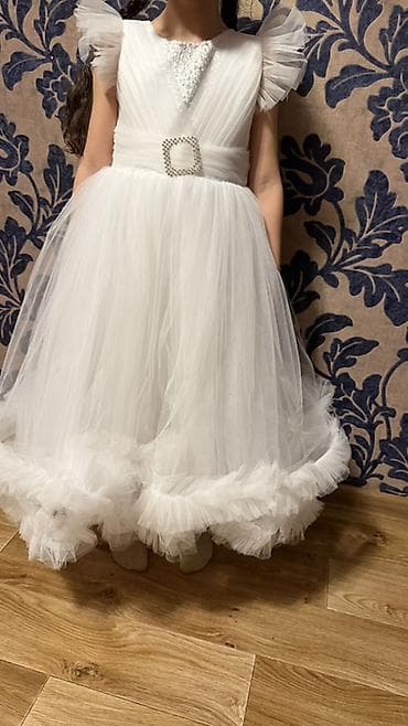 Платья: Детское платье, цвет - Белый, Б/у — 3