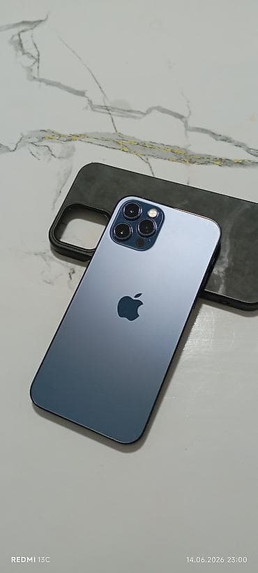 планшет apple: IPhone 12 Pro, Б/у, 128 ГБ, Pacific Blue, Чехол, 79 % — 1