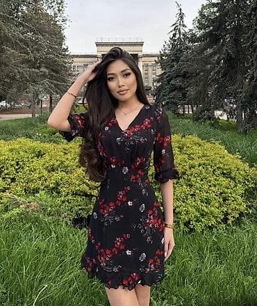 Повседневное платье, Короткая модель, Шифон, M — 1