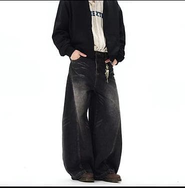 Широкие джинсы Baggy / Wide Leg – чёрный винтаж Стильные широкие