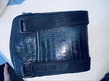 терган барсетка: Сумка через плечо из черной кожи с тиснением под крокодила — 5