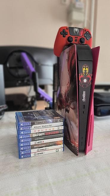 poco s71: PlayStation 5 Fat, в идеальнейшем состоянии, кастомные красные панели — 1