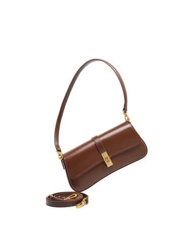 портфель для документов: Женская сумка на плечо/кросс-боди, коричневая - Формат: удлинённая — 3