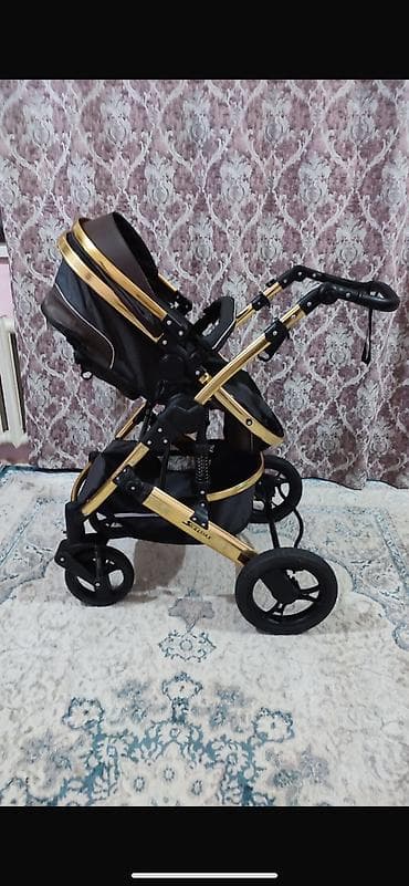 современные детские коляски: Коляска, цвет - Черный, Б/у — 7