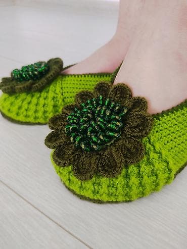 second hand obuv: Домашние тапочки, 38, Новый, цвет - Зеленый, Самовывоз — 2