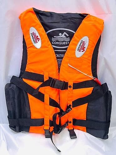 жилетка для купания: Спасательный жилет Conquest, ярко‑оранжевый с черными вставками — 1