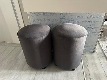 Балдар эмереги: Пара круглых пуфов - Форма: цилиндрические - Цвет: темно-серый — 2