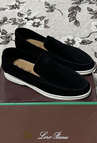 Мужские туфли, 38, Loro Piana, Новый, цвет - Черный, Самовывоз, Бесплатная доставка, Платная доставка