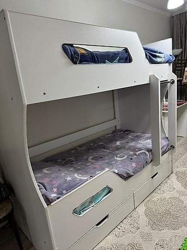 детский двухярустный кровать: Двухъярусная детская кровать, ЛДСП, цвет - Белый — 2