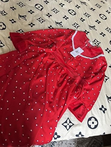 Личные вещи: Красное платье в белый горошек с бантом - Яркое красное платье с — 1