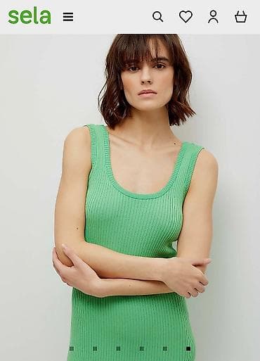 платье скимс: Трикотажное платье в рубчик с высоким разрезом сбоку - Облегающий — 3