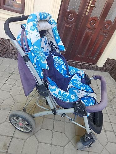 Прогулочная коляска с раскладной спинкой и большим капюшоном