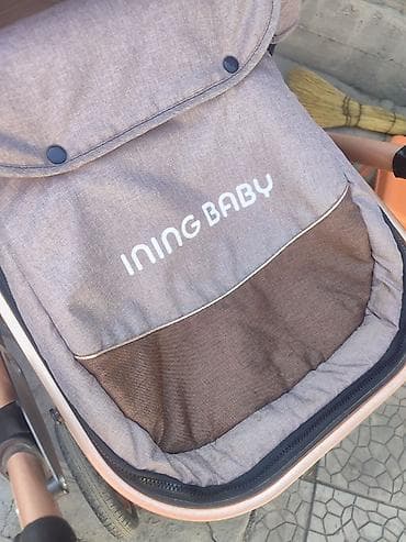 Коляски: Универсальная детская коляска Ining Baby в коричнево-бежевой — 1